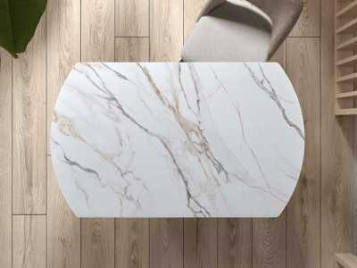 Table à manger ronde extensible avec plateau en céramique - FACILE BLANC