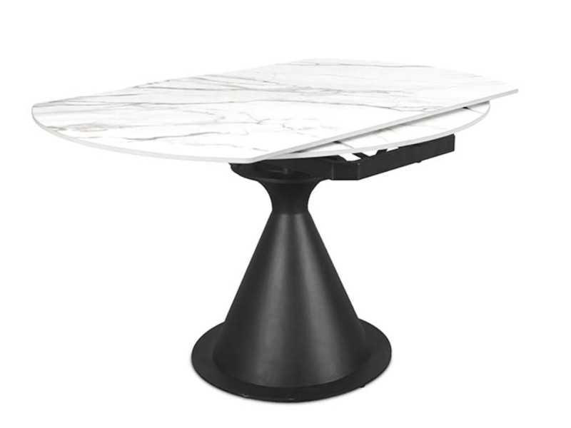 Table à manger ronde extensible avec plateau en céramique - FACILE BLANC