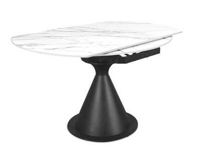 Table à manger ronde extensible avec plateau en céramique - FACILE BLANC