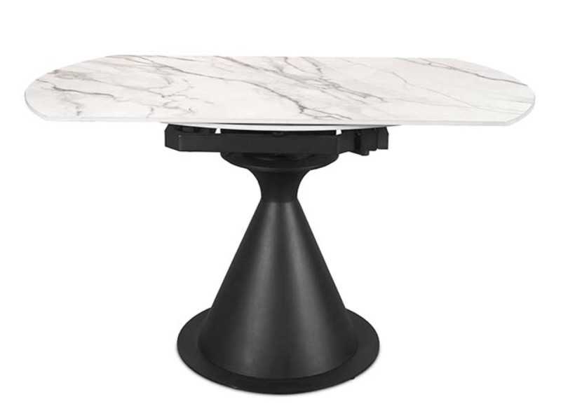 Table à manger ronde extensible avec plateau en céramique - FACILE BLANC