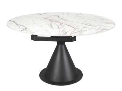 Round extendable dining table with ceramic top -FACILE BLANC