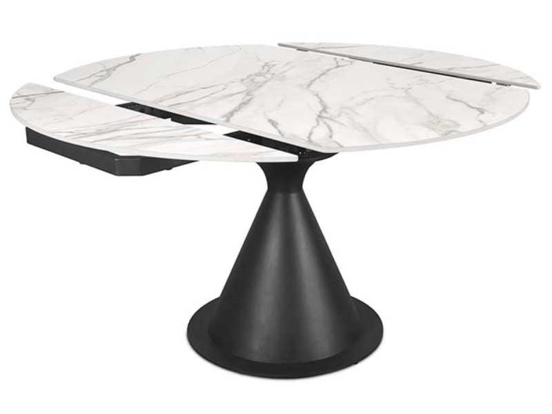 Table à manger ronde extensible avec plateau en céramique - FACILE BLANC