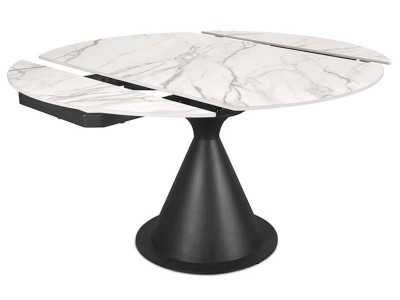 Table à manger ronde extensible avec plateau en céramique - FACILE BLANC