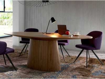 Fixed oval dining table in walnut - VADUZ