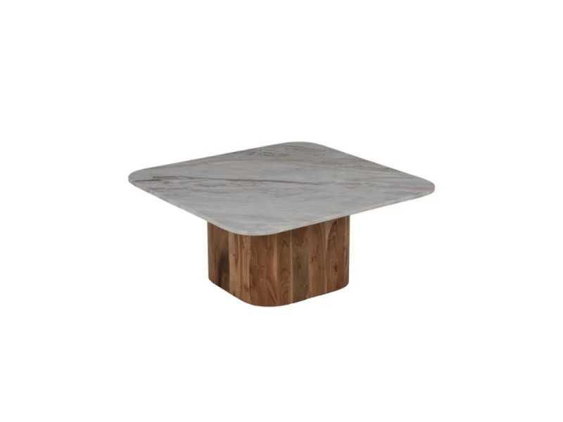 Set of coffee tables with wooden base and marble top - NAMIAR