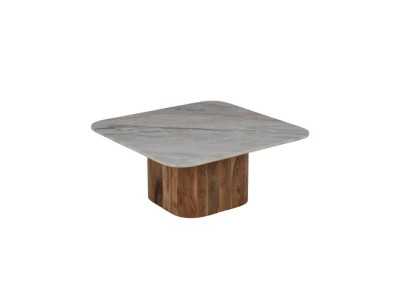 Set of coffee tables with wooden base and marble top - NAMIAR