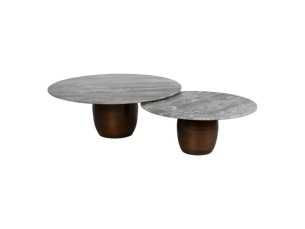 Coffee table set with steel base and marble top - AMAN 2