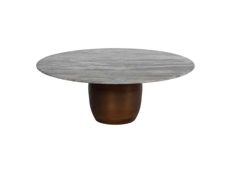 Ensemble table basse avec piètement en acier et plateau en marbre - AMAN