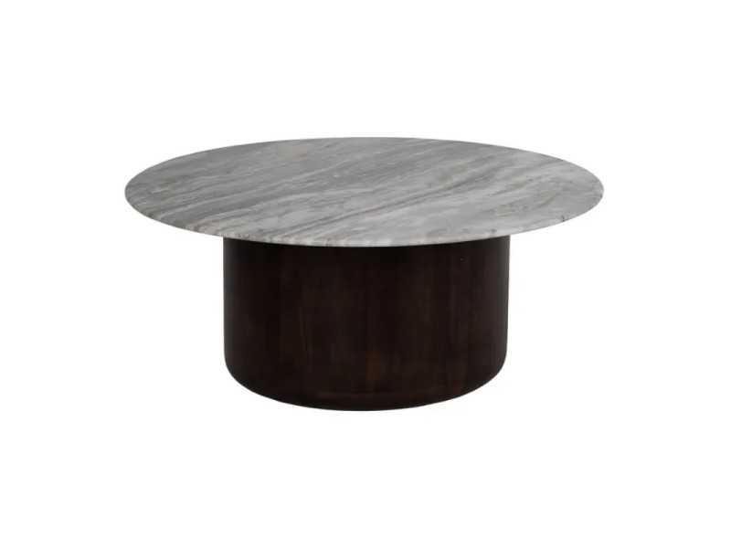 Conjunto de mesas de centro con base de madera y tapa de mármol - AMABEL