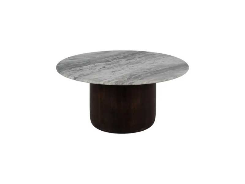 Ensemble de tables basses avec piètement en bois et plateau en marbre - AMABEL