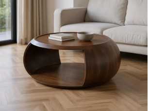 Round solid wood coffee table -BOZZA