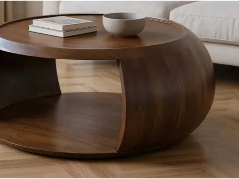Mesa de centro redonda de madera maciza - BOZZA