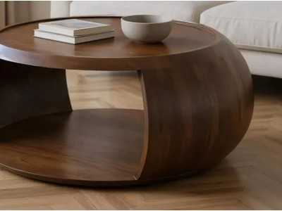 Mesa de centro redonda de madera maciza - BOZZA