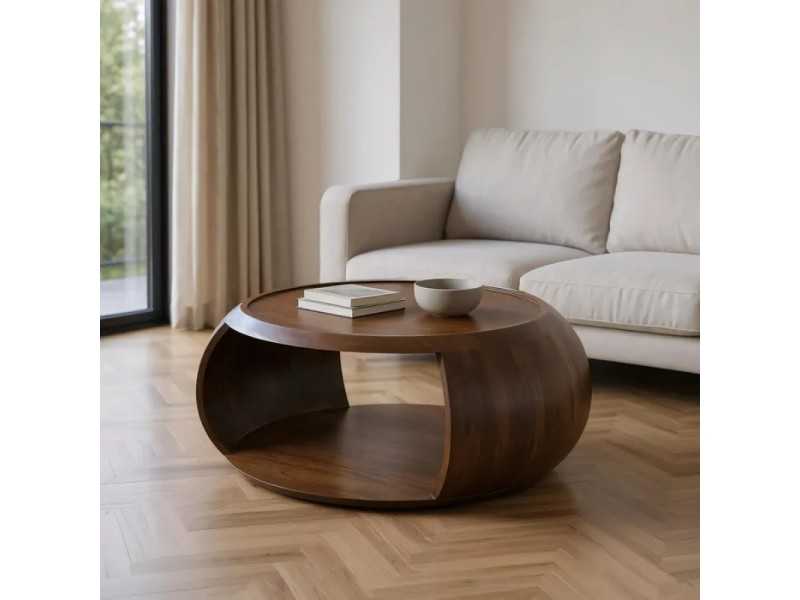 Round solid wood coffee table -BOZZA