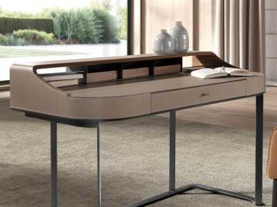 Modern design desk/dressing table, upholstered, wood and stainless steel - ABA B