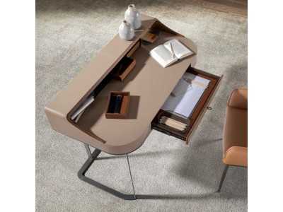 Modern design desk/dressing table, upholstered, wood and stainless steel - ABA B