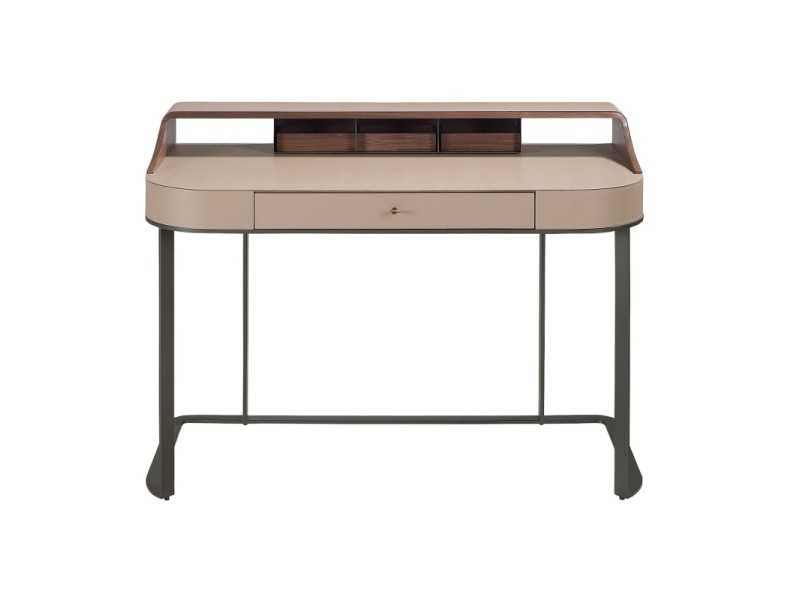 Bureau/coiffeuse design moderne, tapissé, en bois et acier inoxydable - ABA B