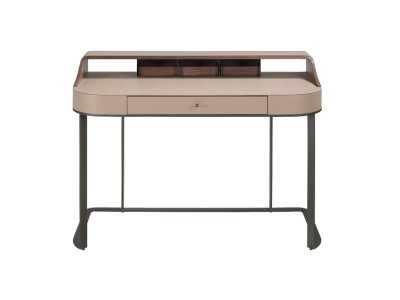 Escritorio tocador de diseño modero, tapizado, madera y acero inoxidable - ABA B