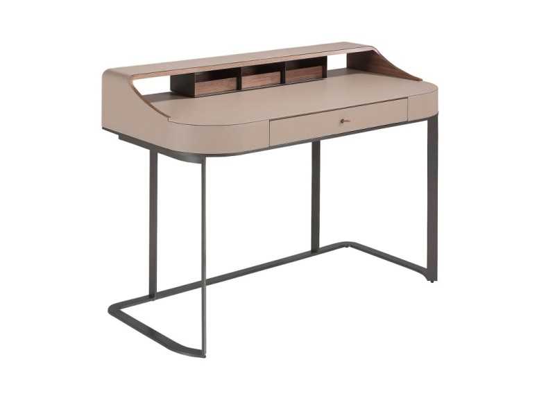 Bureau/coiffeuse design moderne, tapissé, en bois et acier inoxydable - ABA B