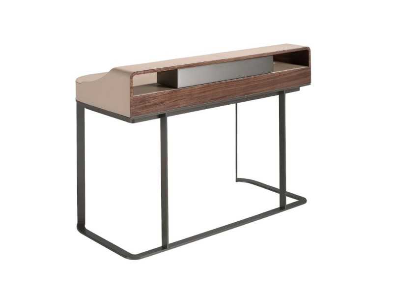 Modern design desk/dressing table, upholstered, wood and stainless steel - ABA B