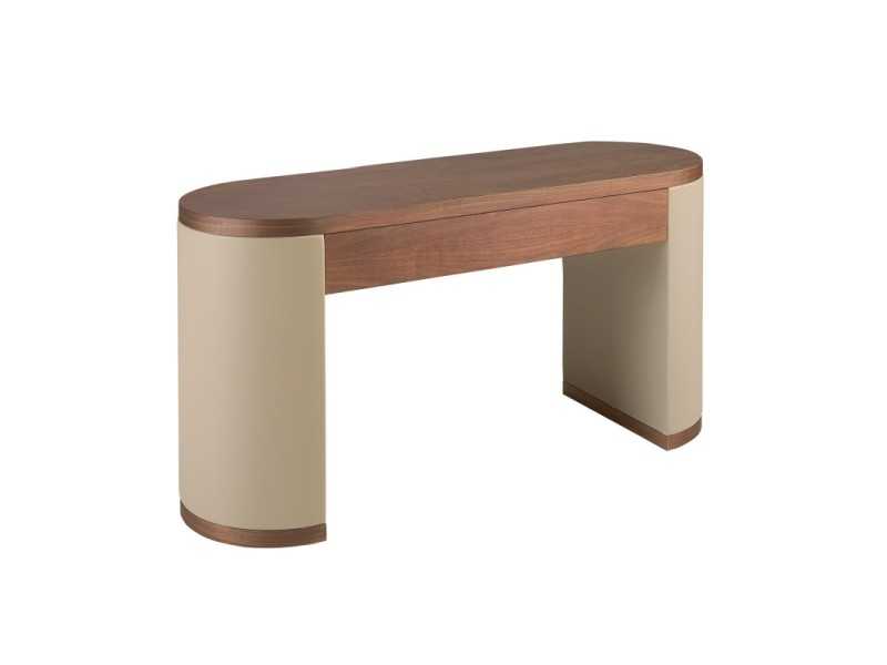 Bureau/coiffeuse tapissé avec plateau et socle en bois - ABA A