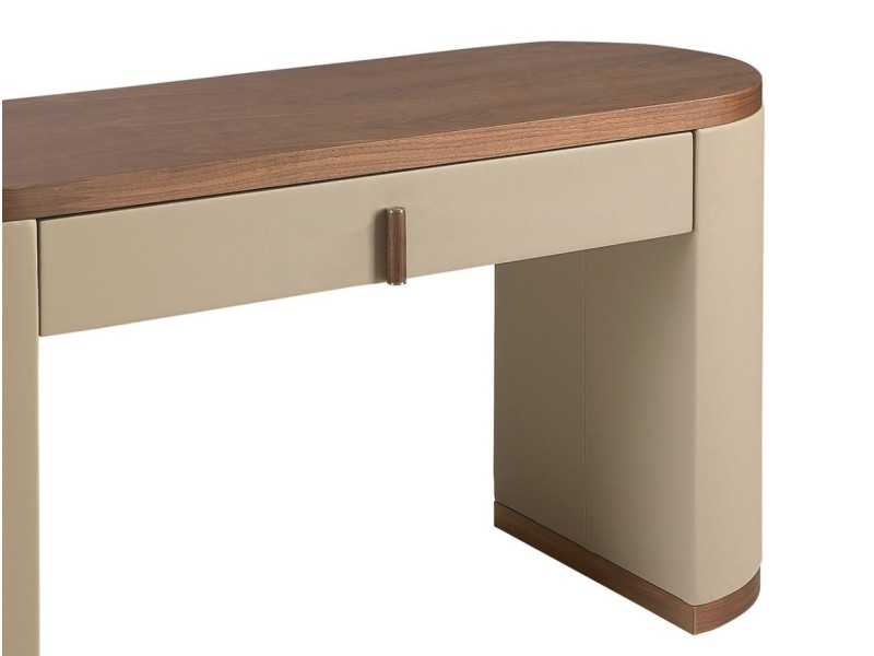 Bureau/coiffeuse tapissé avec plateau et socle en bois - ABA A