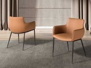 Chaise design avec pieds en acier inoxydable laqué époxy noir - ABA