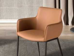 Designer chair with black epoxy lacquered stainless steel legs - ABA 2