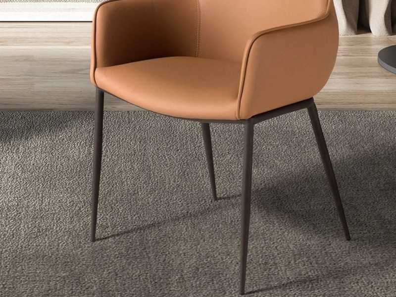 Silla de diseño con patas de acero inoxidable lacado negro epoxi - ABA