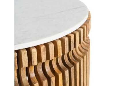 Table basse ronde en bois avec un plateau en marbre - JARTUM