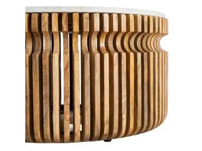 Mesa de centro redonda de madera y tapa de mármol - JARTUM