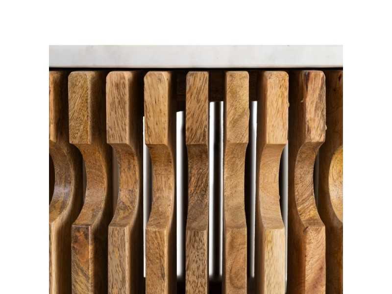 Table basse ronde en bois avec un plateau en marbre - JARTUM