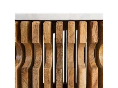 Table basse ronde en bois avec un plateau en marbre - JARTUM