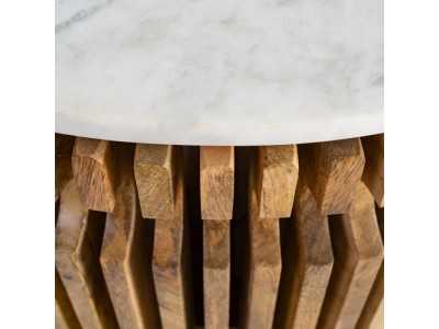 Mesa de centro redonda de madera y tapa de mármol - JARTUM