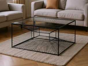 Square coffee table in black epoxy steel - TRIP