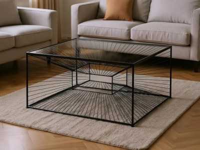 Square coffee table in black epoxy steel - TRIP