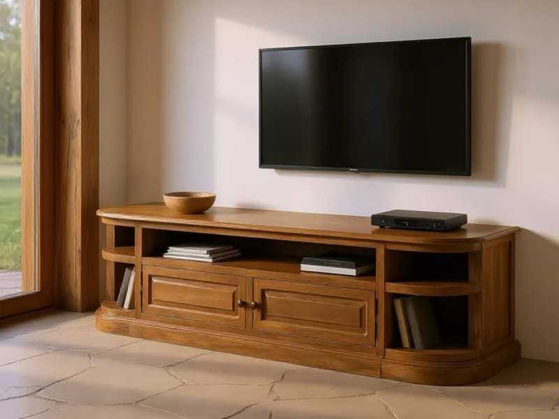 Mesa TV de madera con 8 huecos y dos puertas - TURQUIE