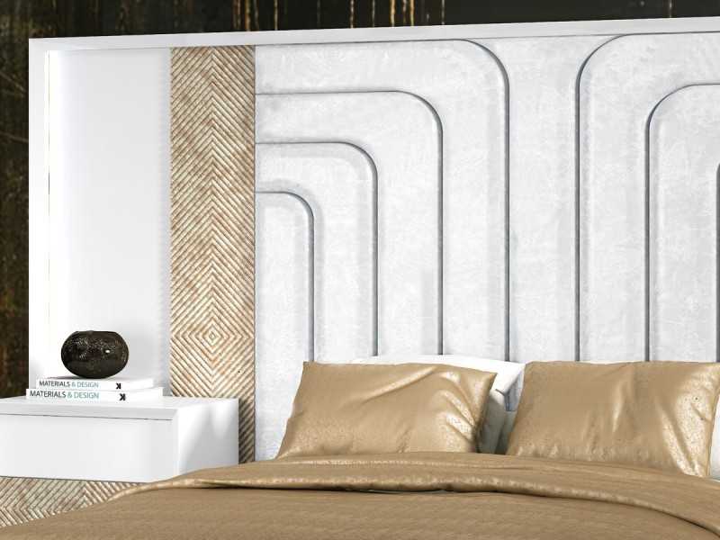 Lit complet avec tête de lit XXL tapissé et laquée au design moderne - ANIK