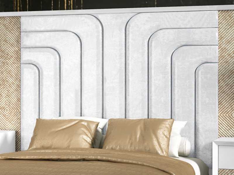 Complete bed with XXL upholstered and lacquered headboard in a modern design - ANIK