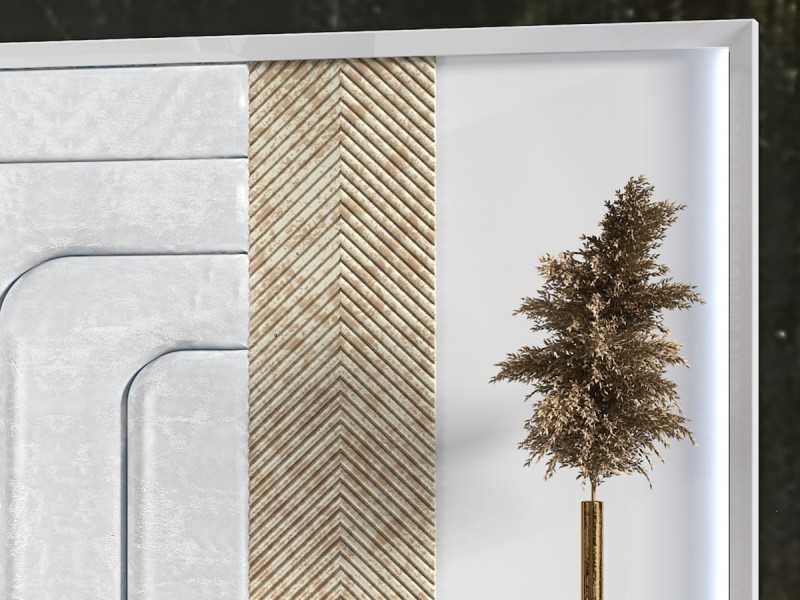 Cama completa con cabecero XXL tapizado y lacado de diseño moderno - ANIK