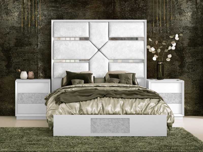 Upholstered and lacquered headboard with a modern design - ALIX