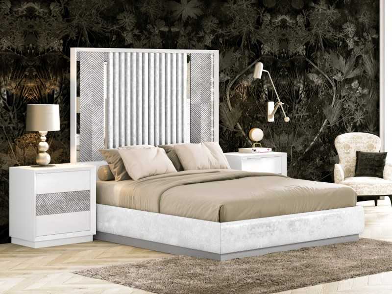 Complete upholstered and lacquered bed with a modern design - AIMÉE