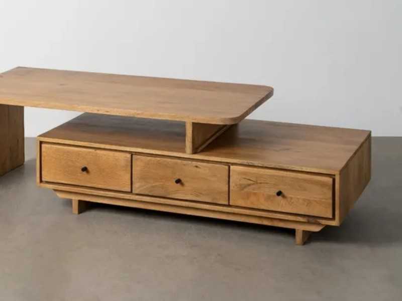 Mesa de centro de madera con cajones - BRIDGE