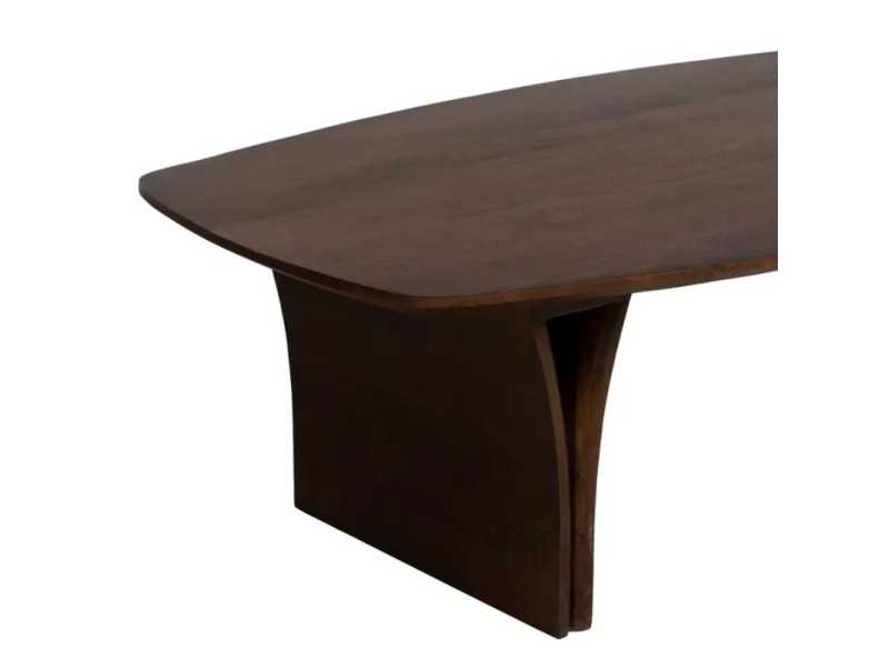 Table basse en bois avec plateau ovale en forme de tonneau - NOWWEN