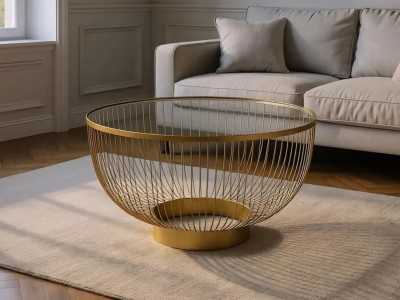 Table basse ronde en acier et en verre - KELLNERIN