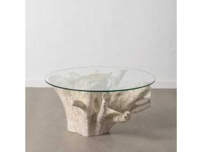 Table basse ronde en bois et verre - TROPEA BLANCO