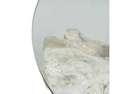 Round coffee table in wood and glass - TROPEA BLANCO