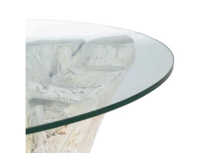 Table basse ronde en bois et verre - TROPEA BLANCO
