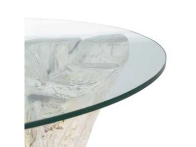 Round coffee table in wood and glass - TROPEA BLANCO