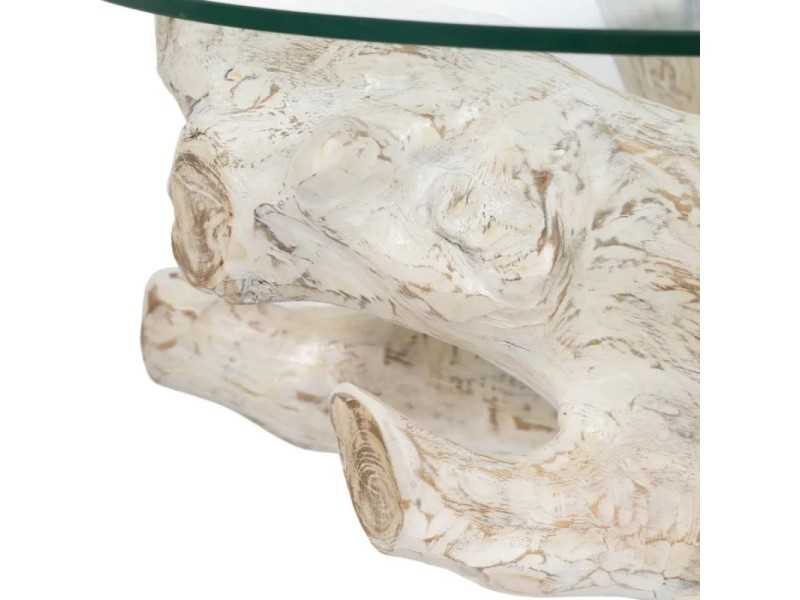 Table basse ronde en bois et verre - TROPEA BLANCO